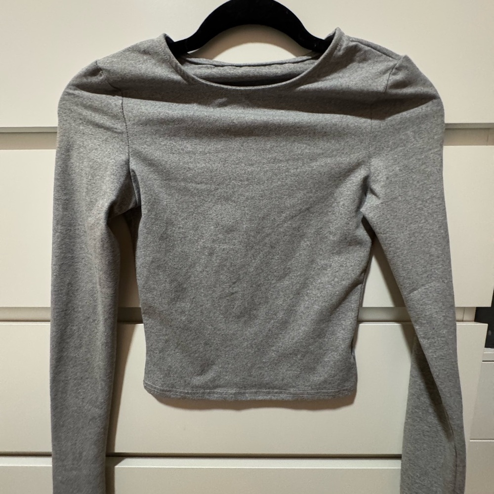 SHEIN Classic Gray Long Sleeve Top